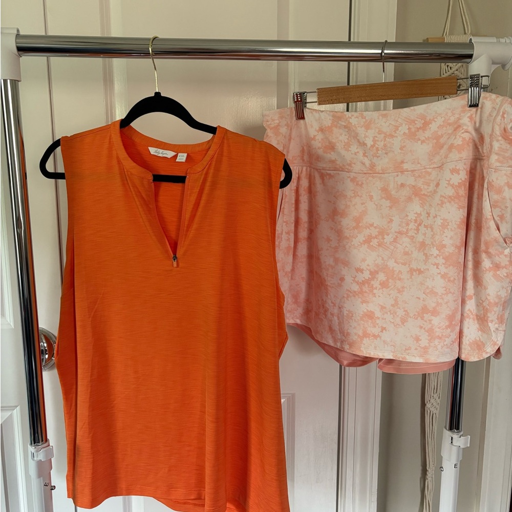 Puma Peach and White Floral-Print Athletic Skirt